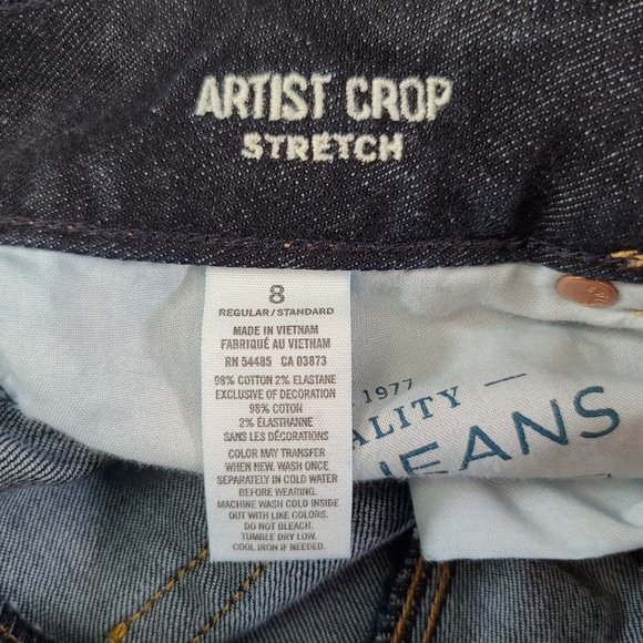 American Eagle Jeans Women 8 31x25 Artist Crop Stretch Low Rise Dark Blue Denim - Picture 4 of 13